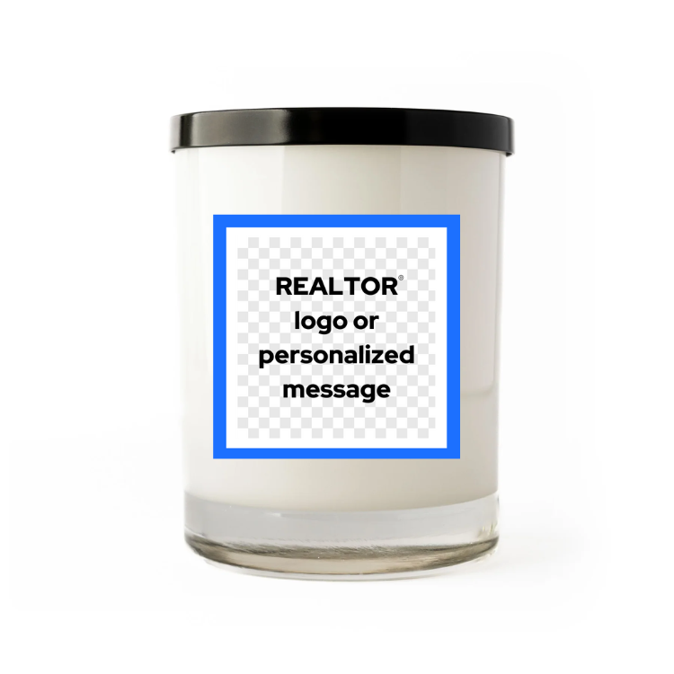 White Primera candle custom label