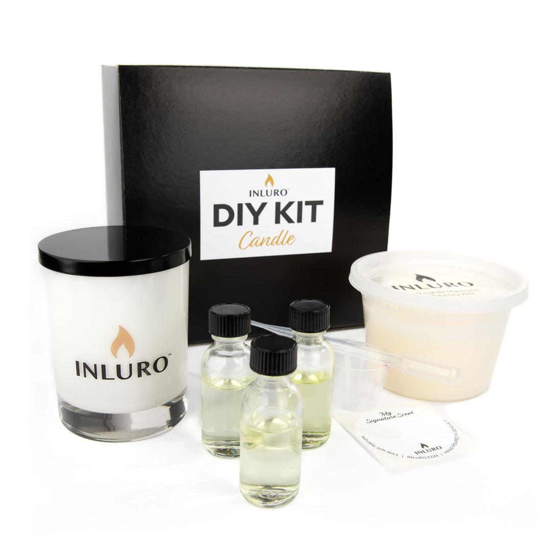 INLURO Date Night Blend DIY candle making kit with champagne, coconut, and oatmilk & honey fragrance oils – create custom romantic home fragrance at home.