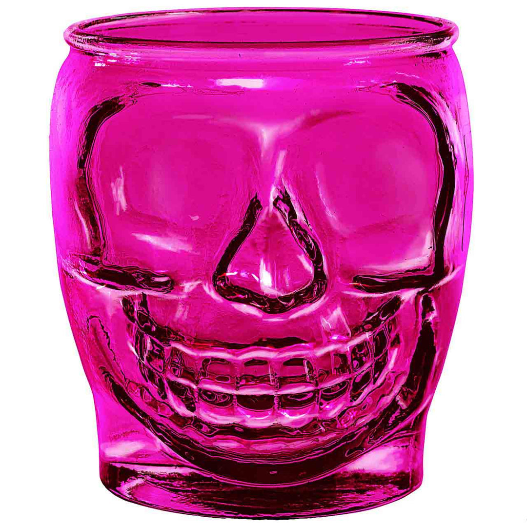 Pink Sugar Skull Candle - Pink glass sugar skull candle, limited edition home fragrance with bourbon and butterscotch scent.